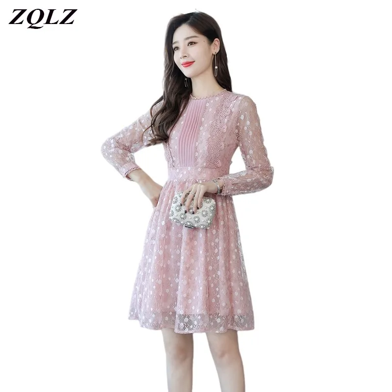 

ZQLZ Spring Autumn Long Sleeve Patchwork Lace Dress Women Elegant Party Club Mini Dresses Laides Casual Robe Bohemian Vestidos