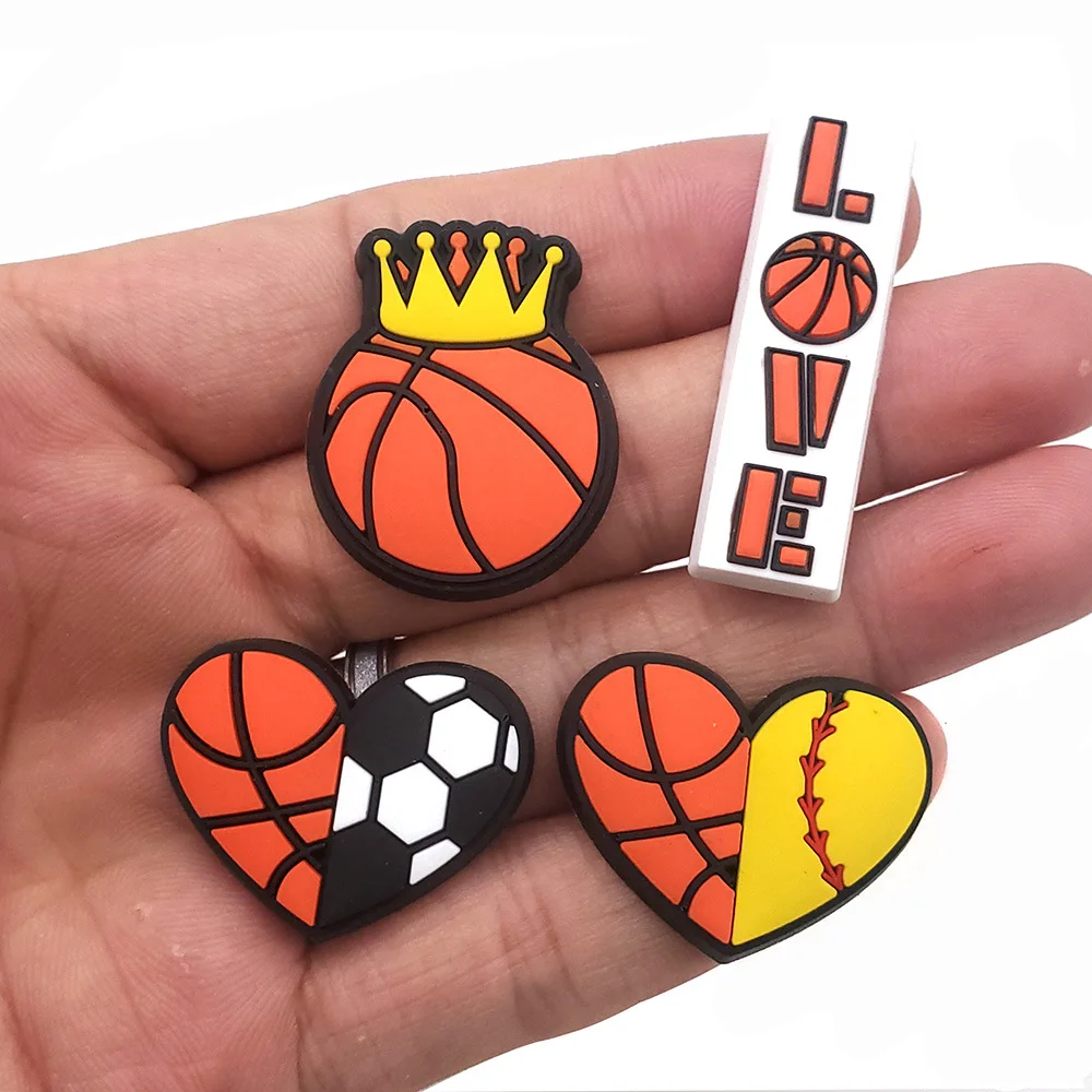 10pcs JIBZ Basketball Series Shoe Charms Design Shoe Decoration Fits For Croc Charms PVC Shoe Accessories Kids Party Gifts