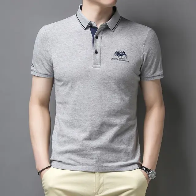 High quality men's cotton embroidered polo shirt 2023 summer new high-end business casual Lapel short sleeve T-shirt 4