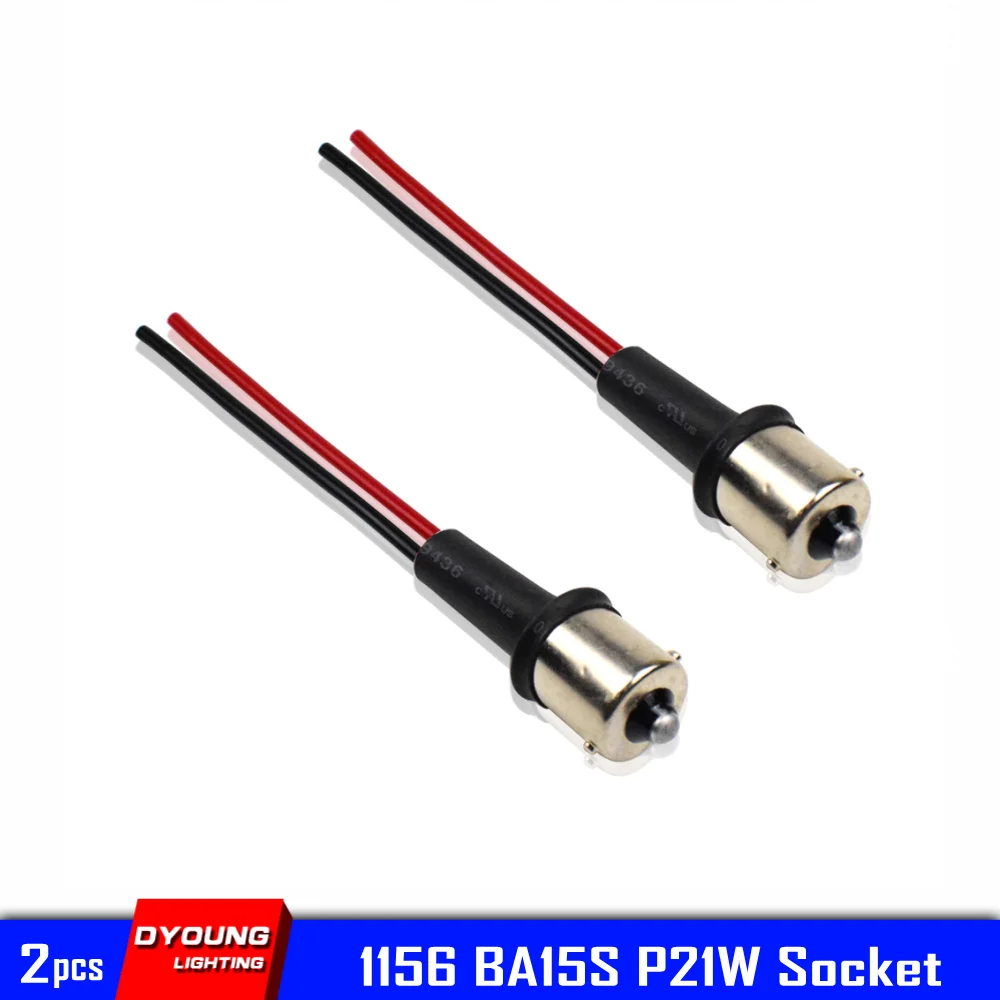

2Pcs Auto Lamp Socket For 1156 Ba15s P21w Car Led Turn Signal Light Male Base Plug Connector Waterproof IP68 Dyoung