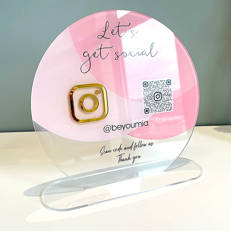 Triple Social Media Instagram QR кодовый знак акриловая панель для платежей в бизнес-стиле 20 см