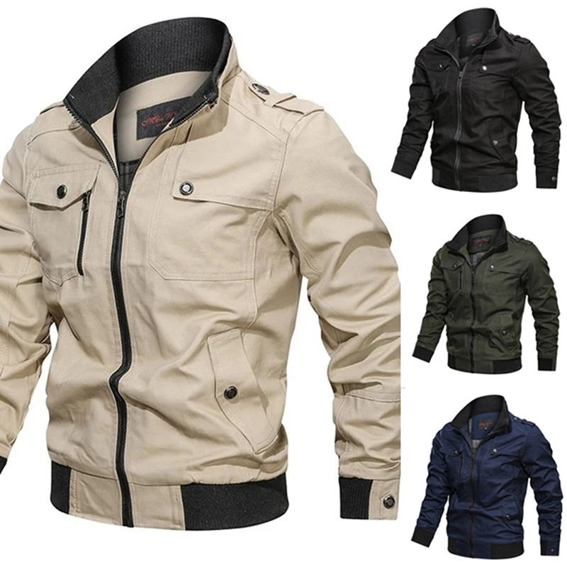 

Military Jacket Men Spring Autumn Cotton Windbreaker Pilot Coat Army Men's Bomber Jackets Cargo Flight Jacket Male Clothes