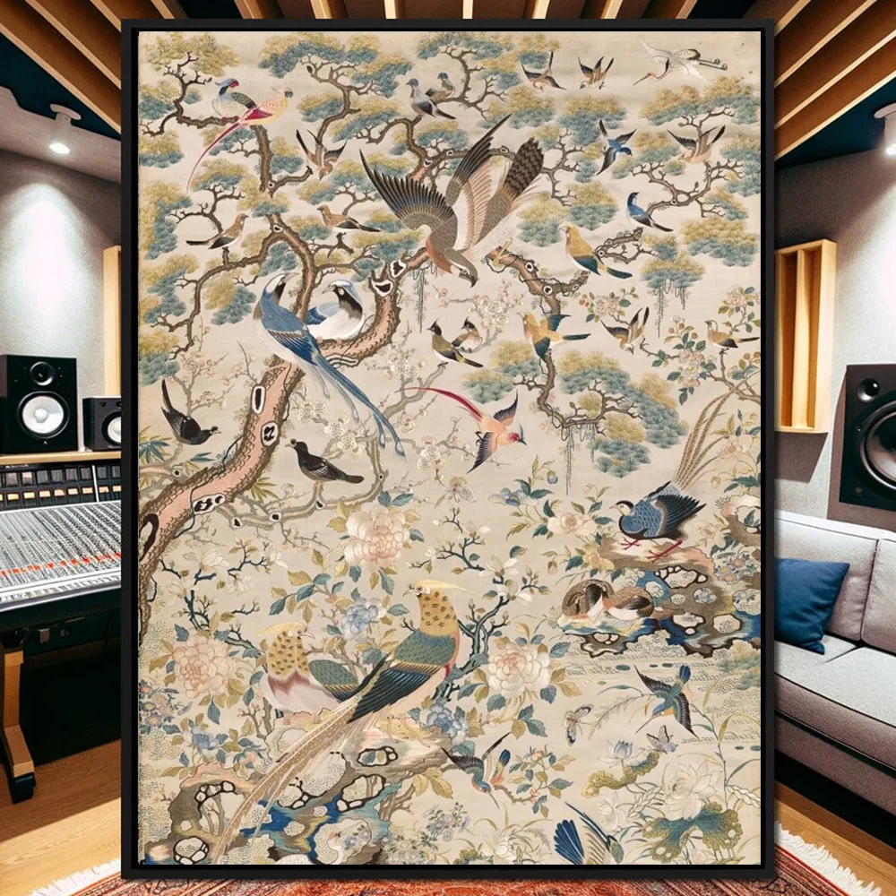 

Художественный плакат "Цветы и птицы в стиле гармонии" на холсте