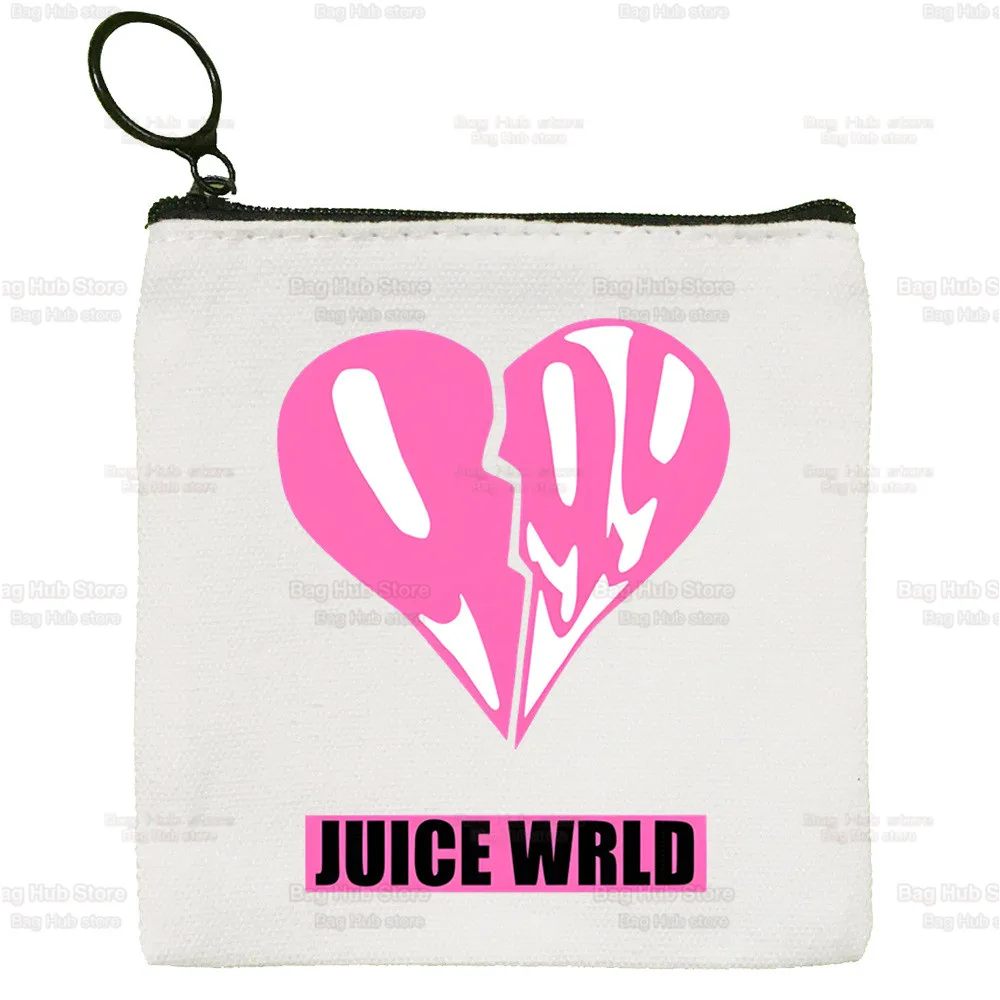 Juice Wrld Fans Fashion Cute Mini Coin Purse Canvas Student WRLD Rapper Wallet Coin Case Zipper Hip Hop Singer Hand Key Case