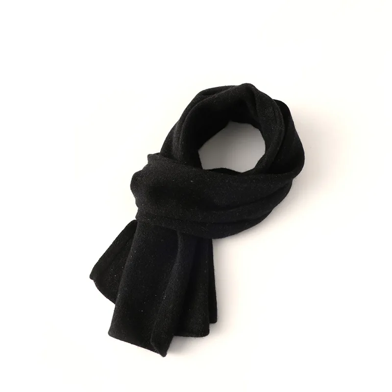 women's high-end thermal scarf autumn and winter knitted scarf Black