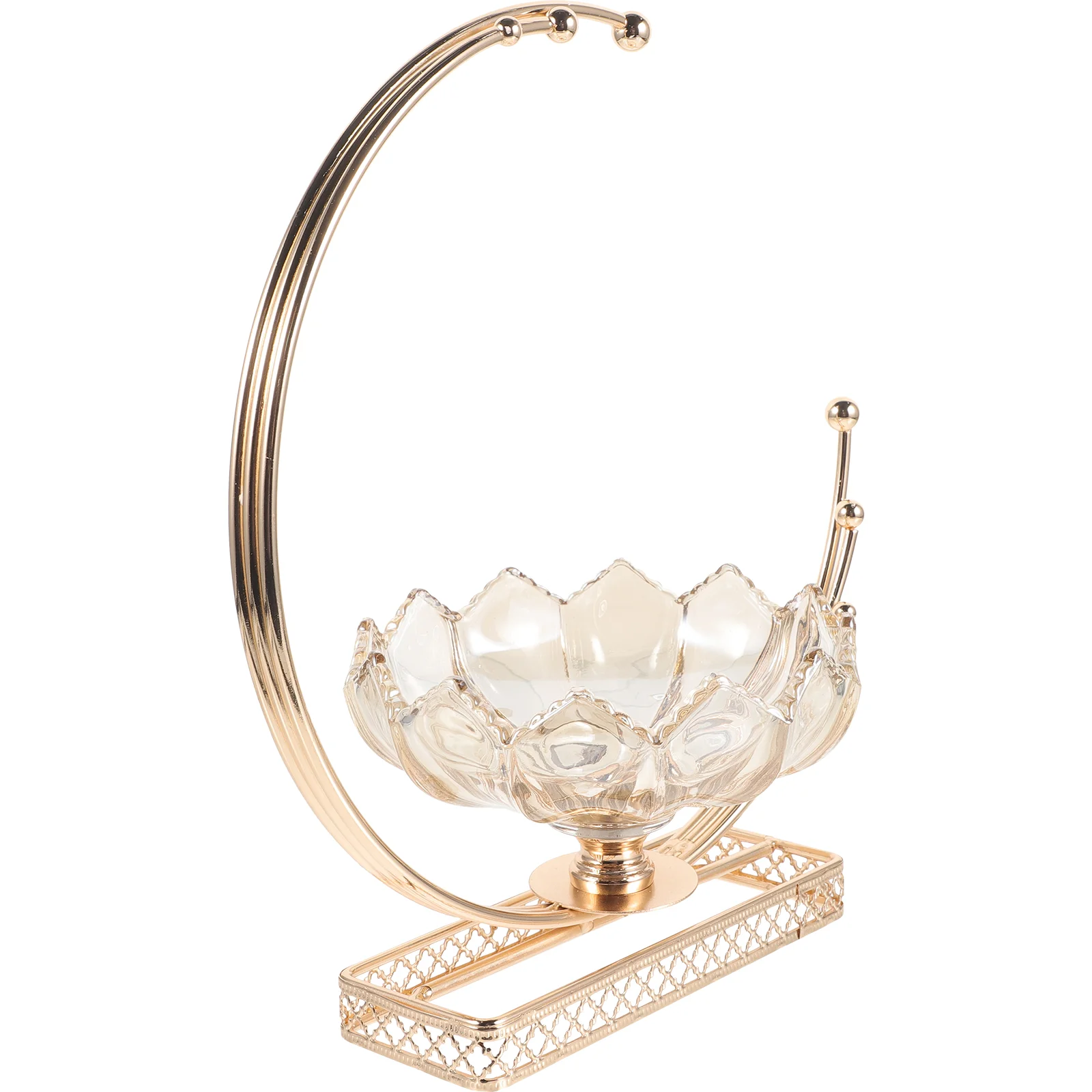 

Glass Fruit Tray Decorative Fruit Plate Snack Serving Plate Metal Moon Serving Plate