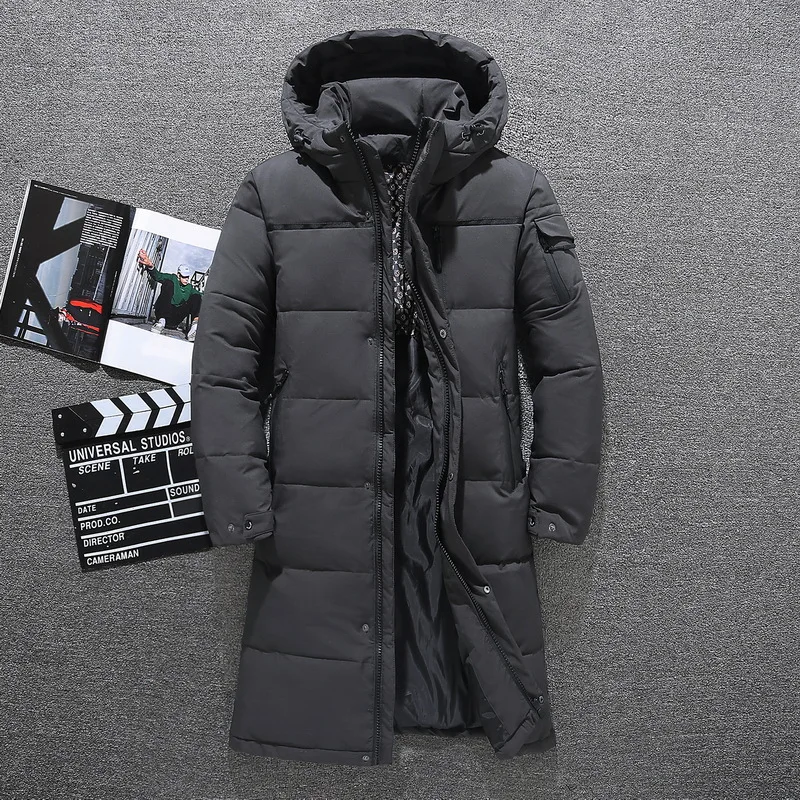 Men's Winter Thickened Down Jacket Warm Down Outwear Coat 2022 New Male Fashion Long White Duck Hooded Down Parkas Plus Size
