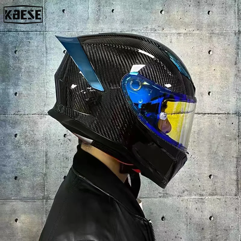 Мотоциклетный шлем из углеродного волокна гоночный на все лицо для езды по