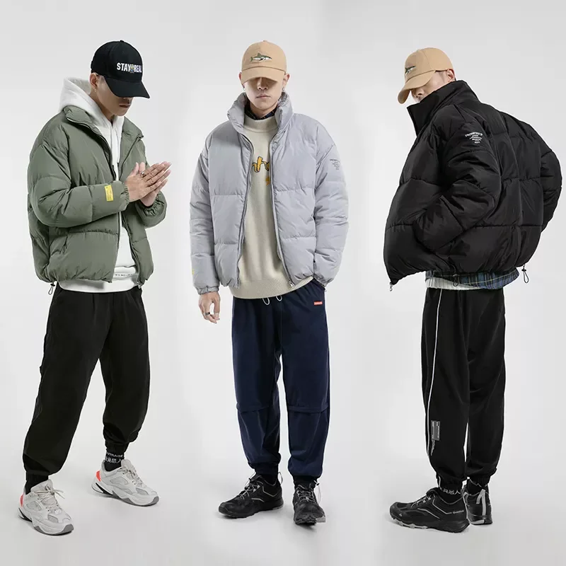 Streetwear Fashion Parka Jacket Men Windbreaker Thick Stand Collar Winter Coat For Women Winter Jacket Men