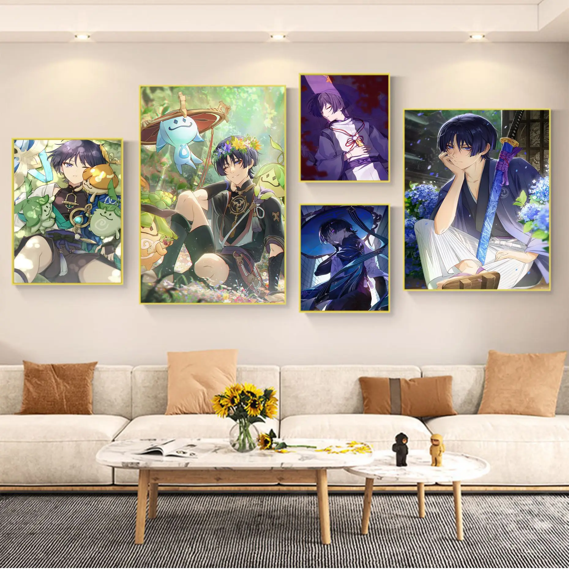 

Anime Games Genshin Impact Scaramouche Wanderer Prints and Posters Whitepaper Sticker DIY Room Bar Cafe Decor Art Wall Stickers