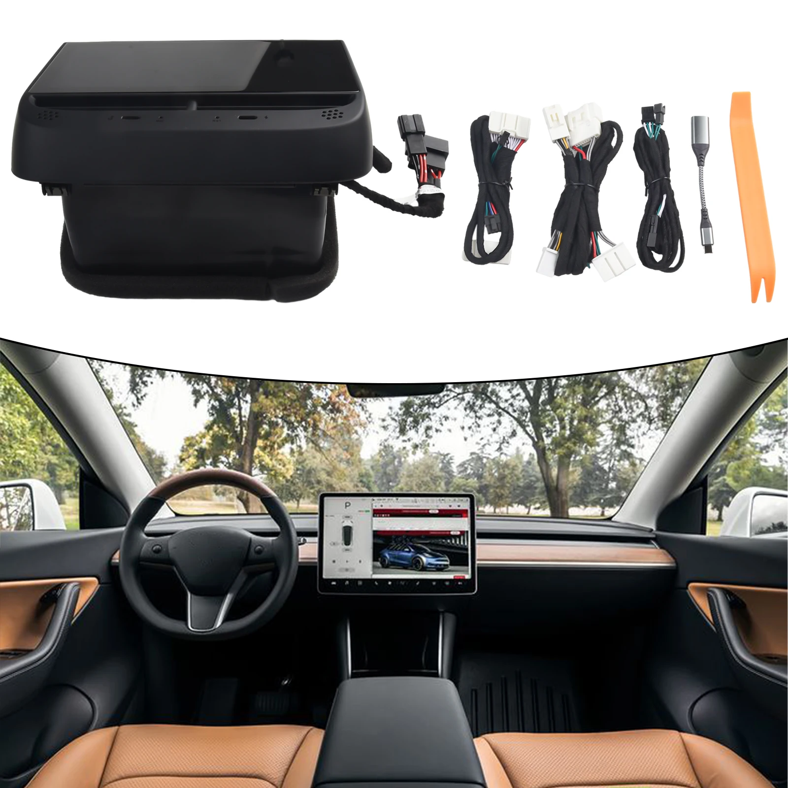 

1x Rear Intelligent Entertainment Control System Display Screen Fits For Tesla Model 3/Y 2019+ Multi-functional Car Monitor