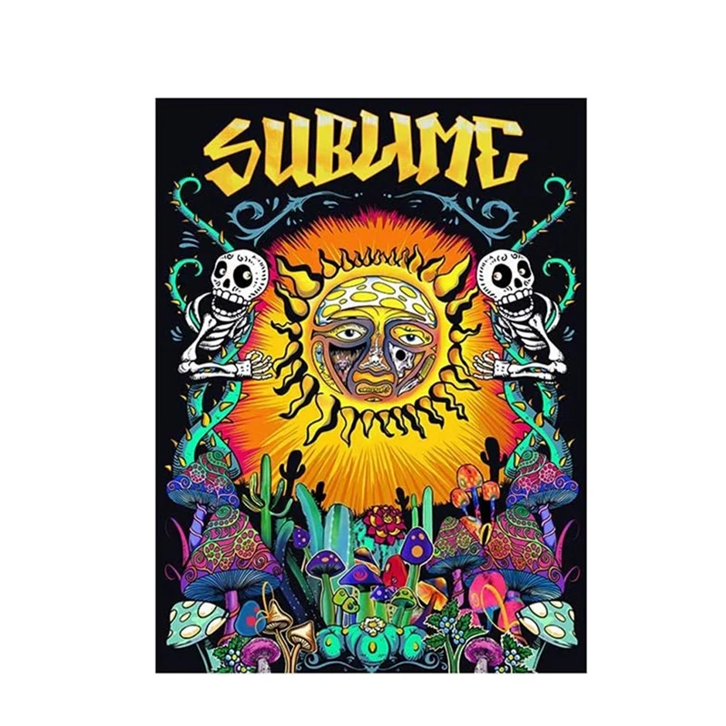 

Trippy Sun Tapestry Wall Hanging,Psychedelic Hippie Colorful Tapestries With Mushroom Cactus For Bedroom