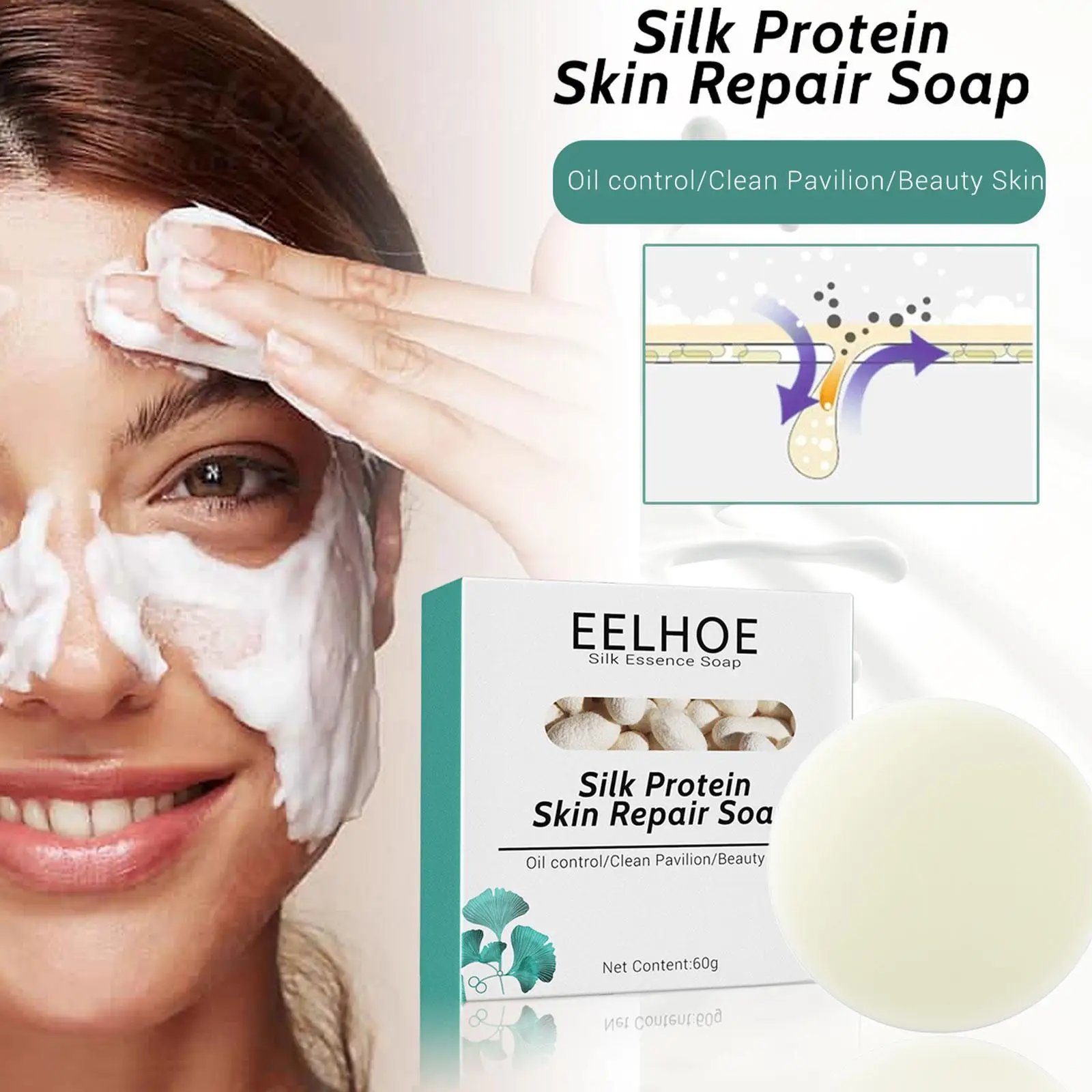 

100/60g Silk Protein Skin Repair Soap Natural Goat Milk Cleansing Soap Bar Handmade Silk Protein Foam Wash Bath Skin Care Soap