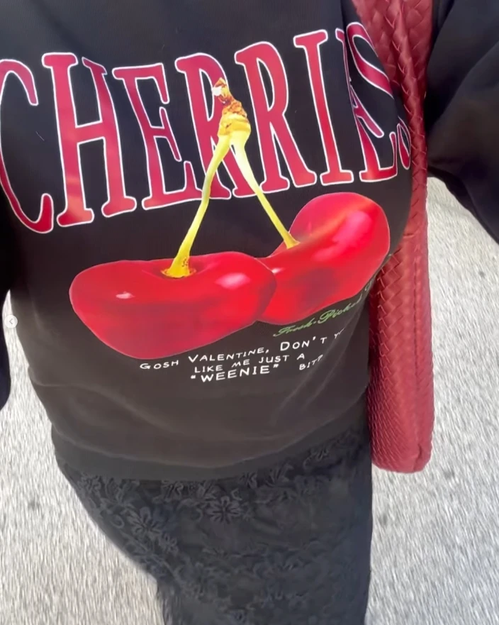 Футболка оверсайз с графическим принтом вишни Готическая Милая Повседневная