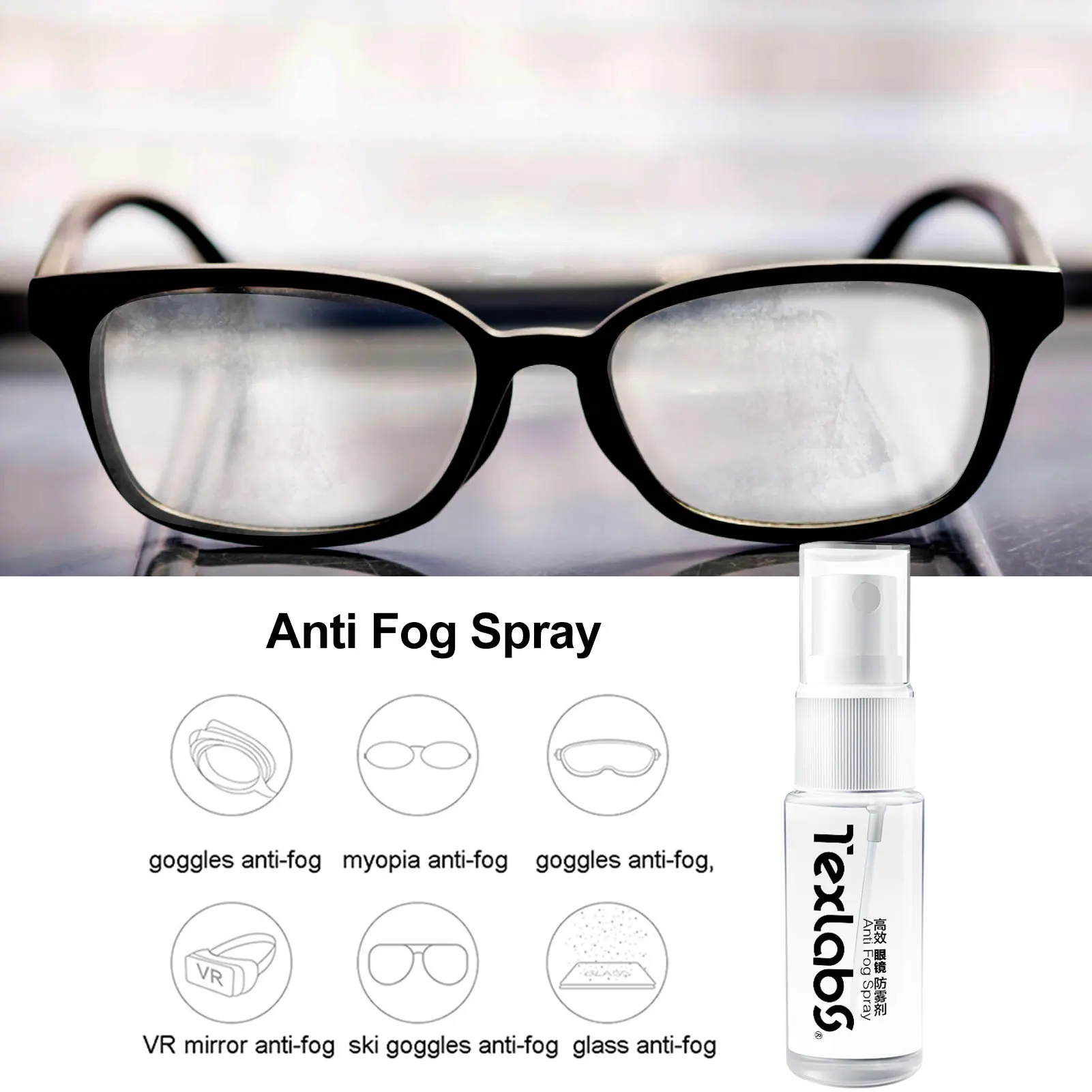 

Anti Fog Spray for Glasses Safe for All Lenses Defogger for Windshield Car Mirrors Windows Helmets Swim Goggles Eyeglass Lens