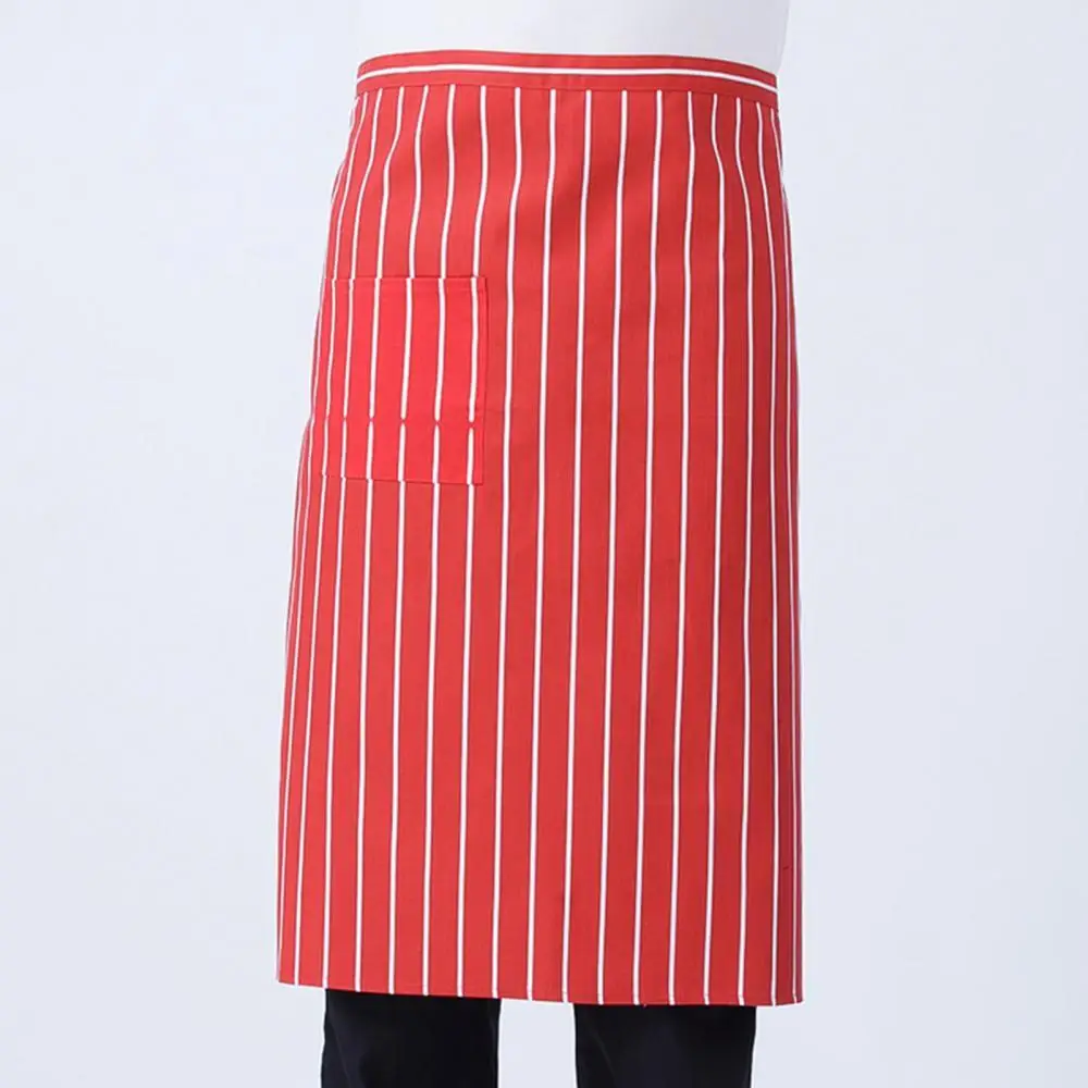 

Striped Plaid Half-Length Short Waist Apron with Pocket Catering Chef Waiter Bar