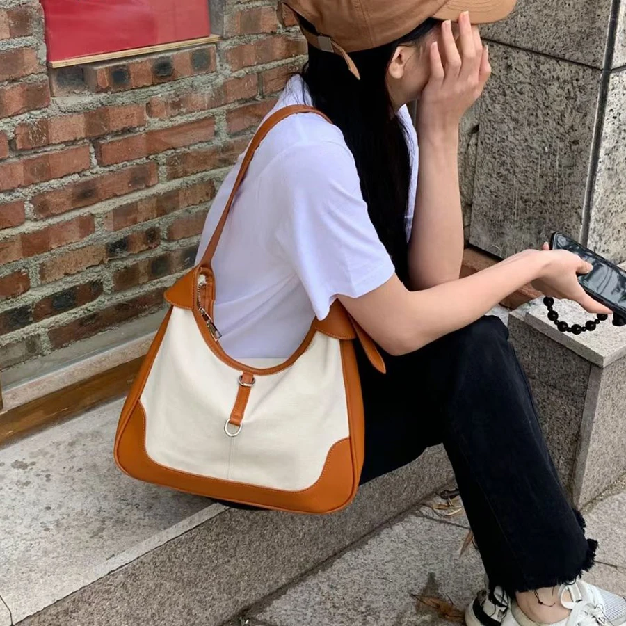 

Сумка на плечо Женская холщовая, повседневный саквояж кросс-боди в стиле пэчворк, модная сумочка в винтажном Корейском стиле