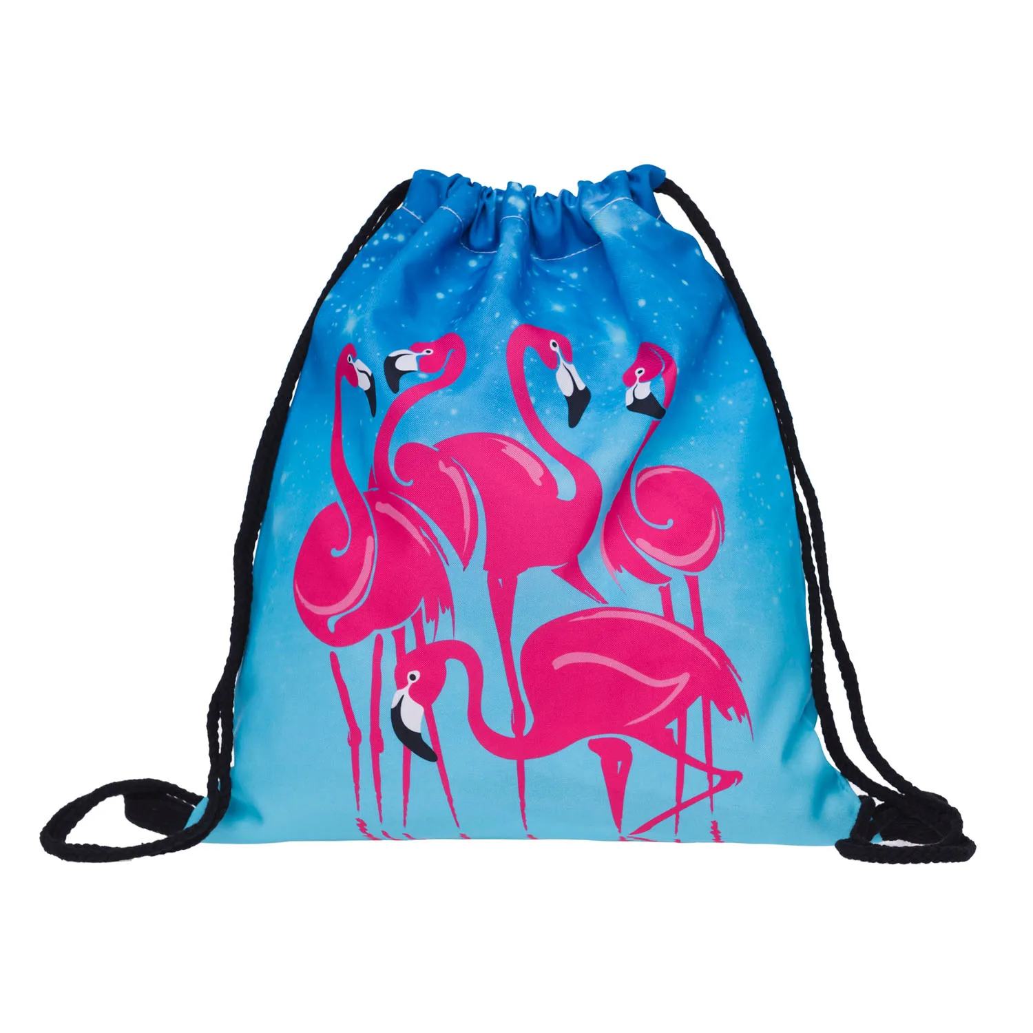 

Сумка на шнурке с голубым небом, фламинго, спортивный рюкзак, сумка с карманами для путешествий на открытом воздухе для мужчин и женщин, сумка с карманами для студентов
