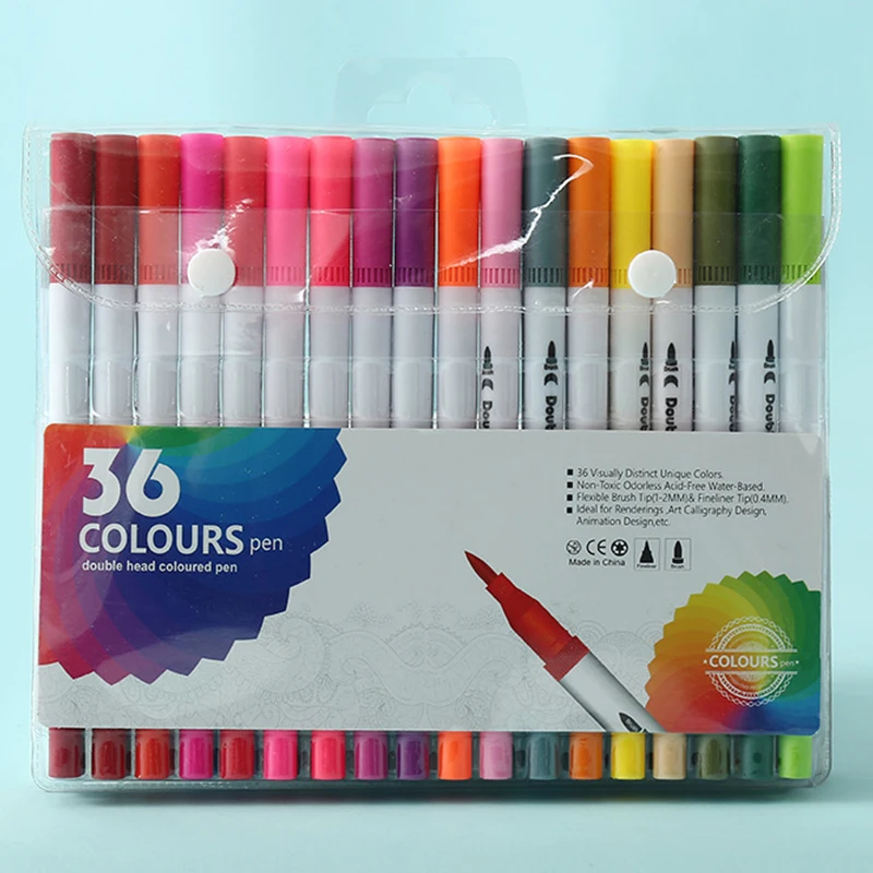 36 цветов бесплатная доставка двойная кисть двойные художественные маркеры