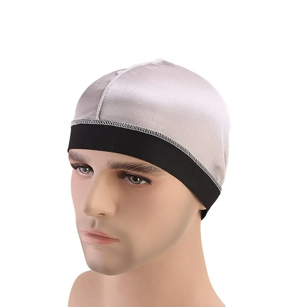 

Однотонные мужские шапки Durag, новые эластичные дышащие волнистые шапки, многоцветная прочная шапка из полиэстера для мужчин