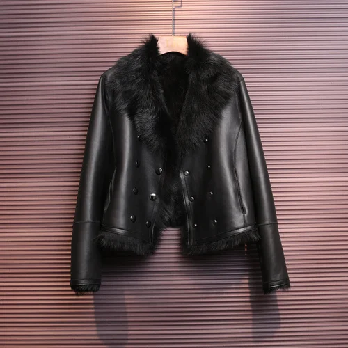 

Fur Coat Real Winter Genuine Leather Jacket Women Clothes 2023 Natural Sheep Shearling Fur Coats and Jackets Women Blazer KJ5199