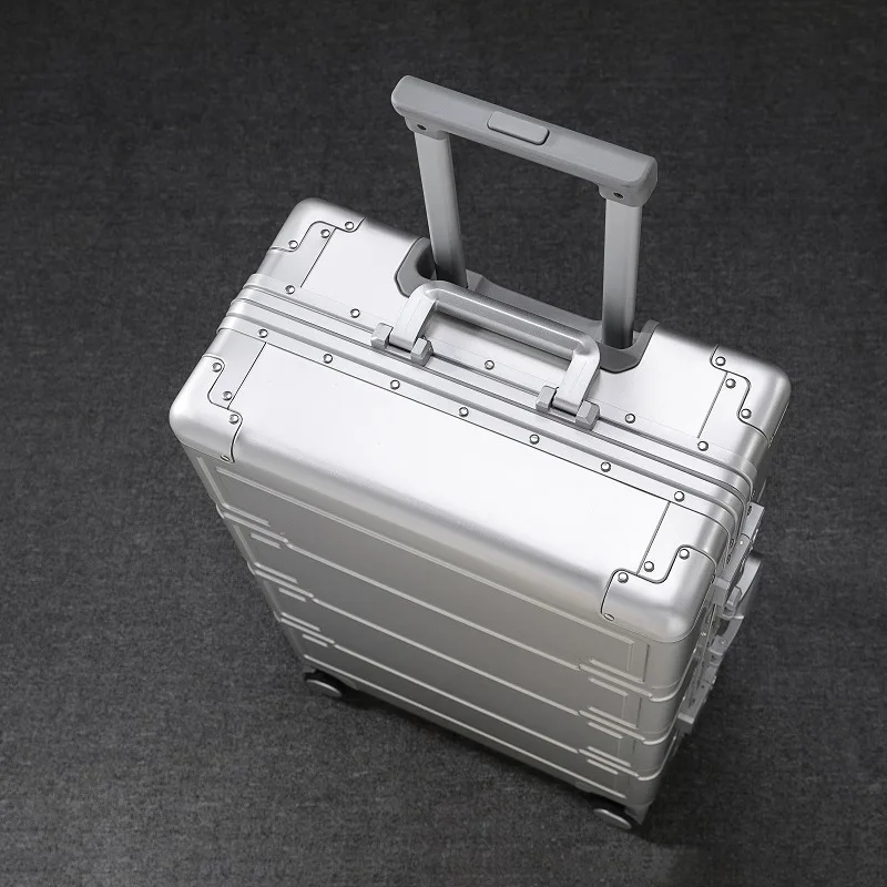 

Carry on Luggage Silver women suitcases can be boarding hand luggage magnesium alloy travel trolley case men S14320-S14328 Dn