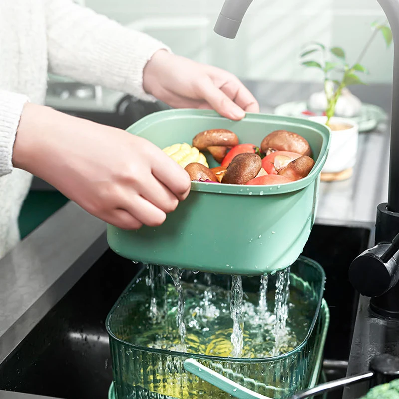 

Draining Basket Kitchen Double-Layer Vegetable Wash Storage Basket Vegetable Cleaning Colander Tool Filter Kitchen Accessories