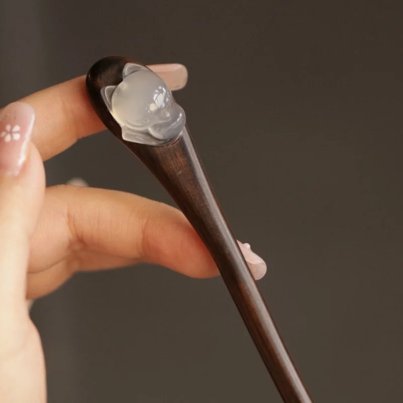 Деревянная заколка для волос с изображением милой маленькой лисы Новая