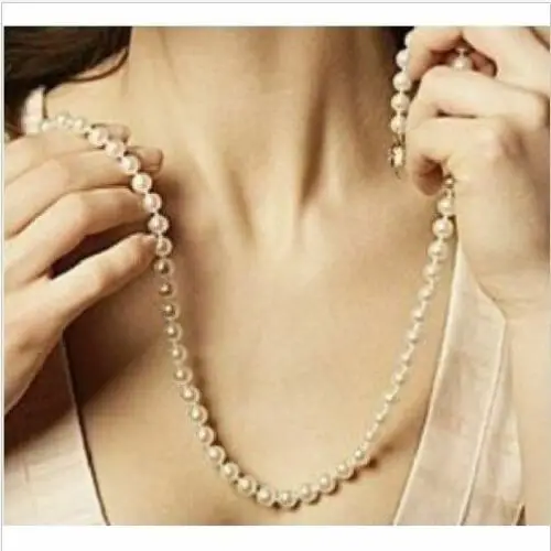 Gorgoeus 9-10mm South Sea Round White Pearl Necklace 18inch