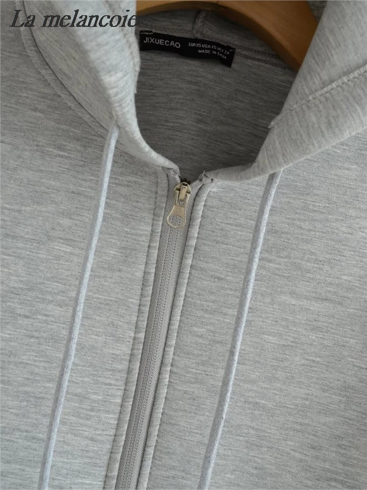 Толстовка Женская на молнии Осень-зима 2024 Повседневная Оверсайз с двойными