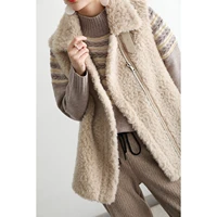 2021 winter thicken warm sleeveless jacket women casual lamb wool fur loose outerwear female genuine sheep shearling fur coat