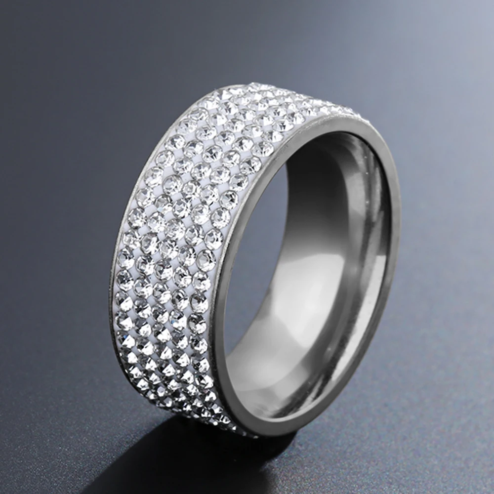 Высококачественное черное кольцо из нержавеющей стали в стиле панк-рок с белыми