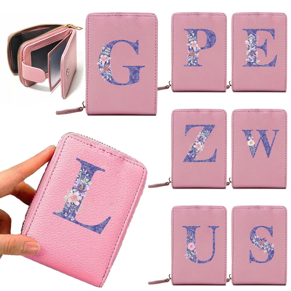 

Wallet for Ladies ID Credit Card Holder Fashion Women Wallet PU Leather Pocket Case Purse Purple Flower Pattern Luxury Design