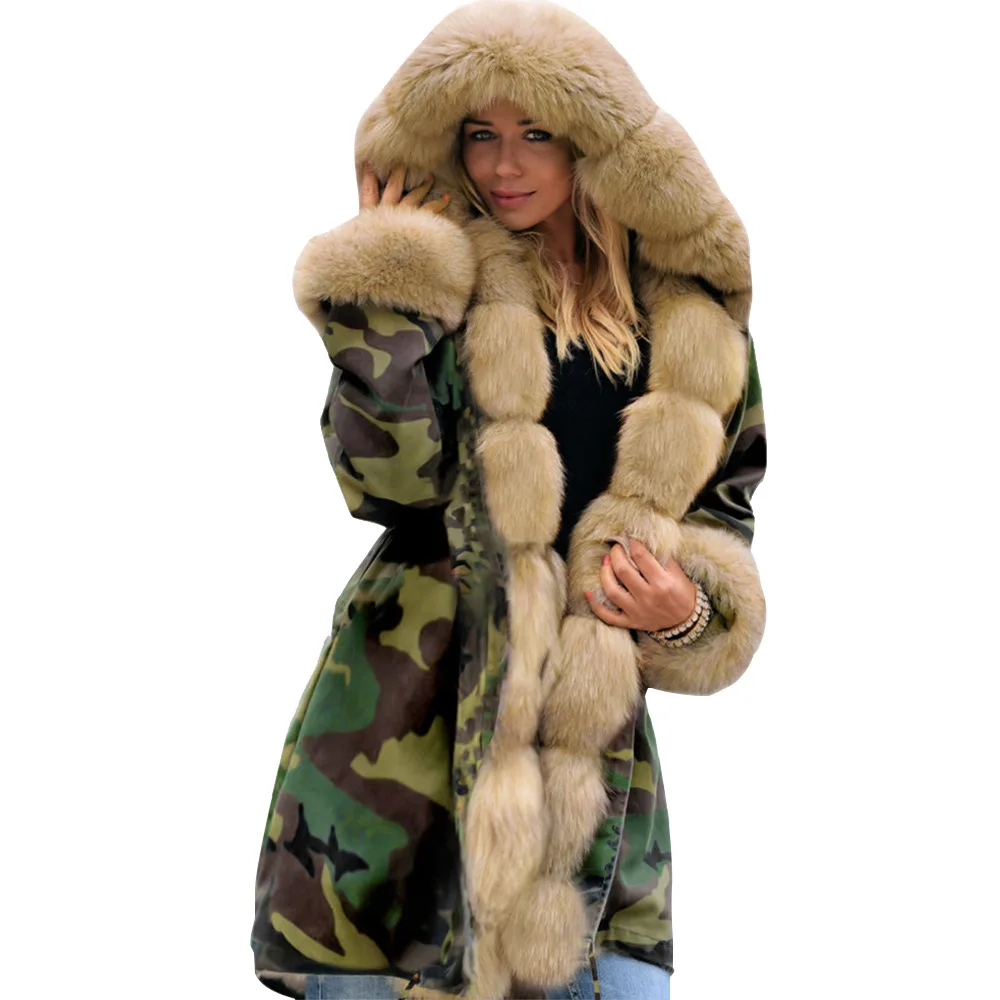 2023 Autumn/Winter New plush insulation and thick mid length cotton coat with wool collar and winter coat