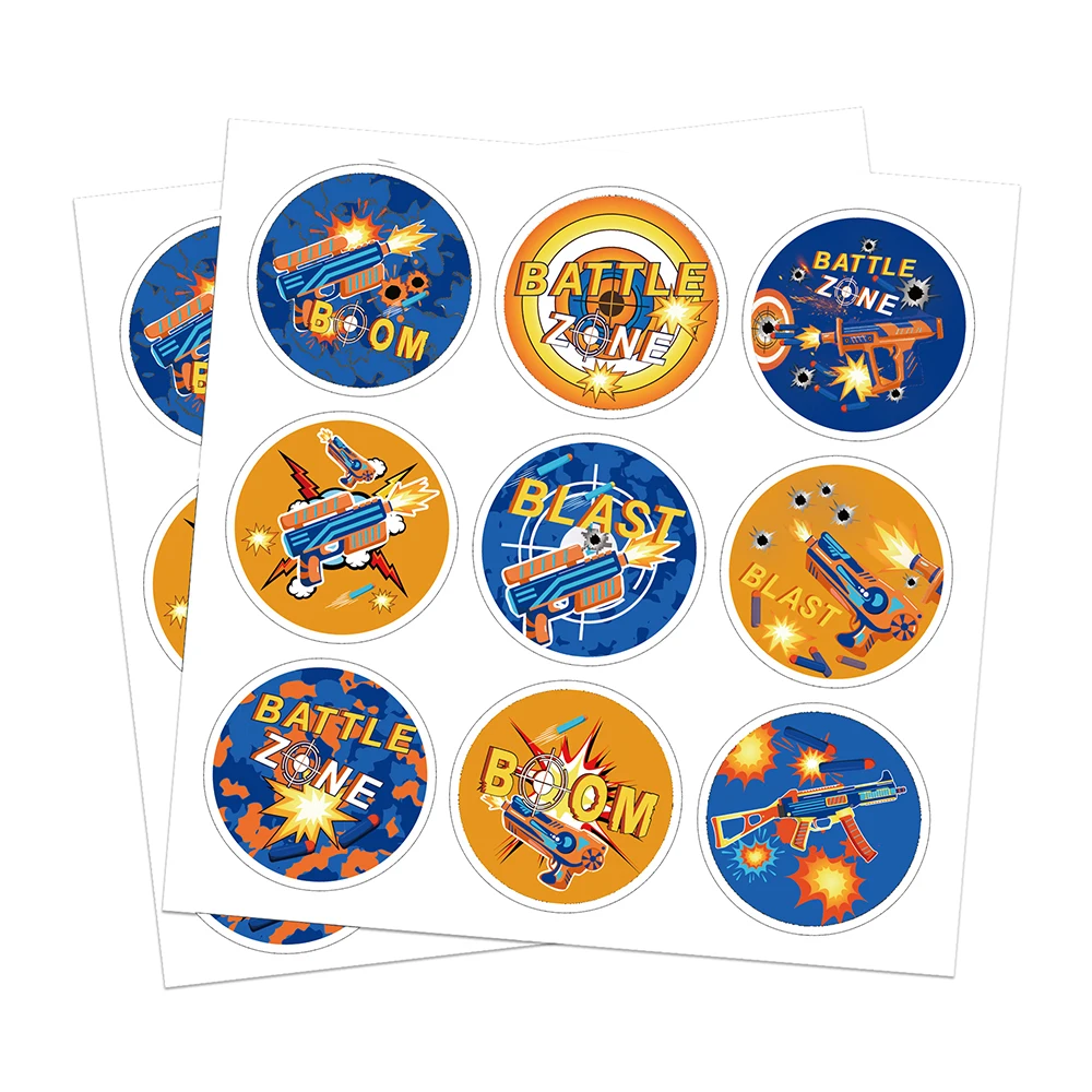 Наклейки на день рождения KK144 180 шт. 1 5 дюйма Мультяшные игрушки оружие войны