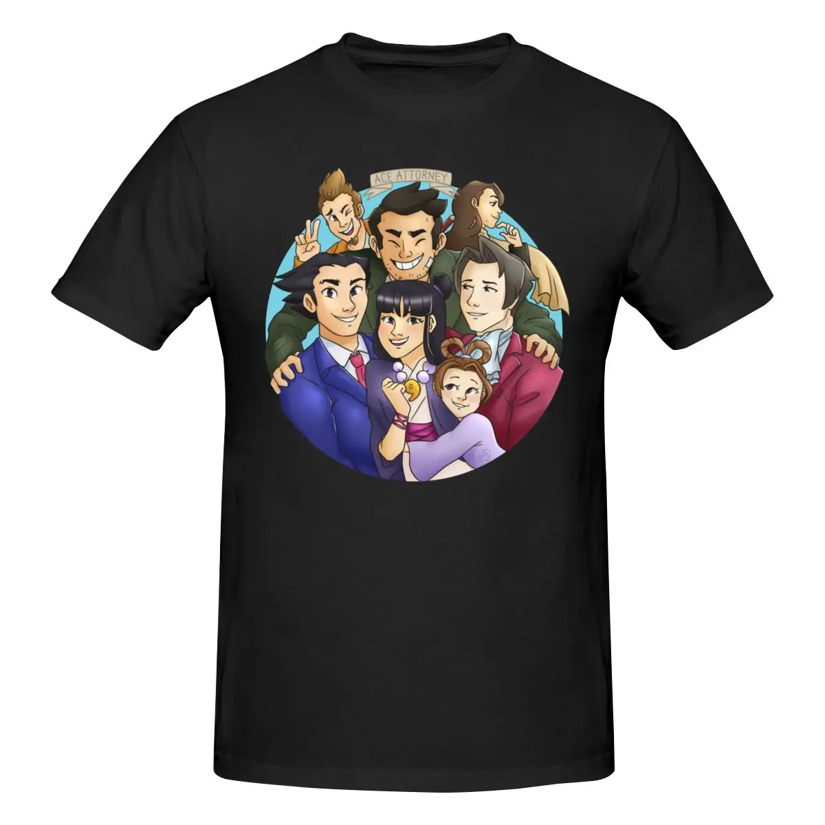 

Ace Attorney Game Characters T Shirt Cotton Short Sleeve Custom T Shirt Homme