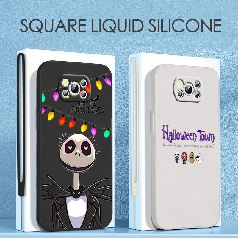 

Disney Nightmare Before Christmas For Xiaomi POCO C50 C40 X4 M5S F4 M4 X3 F3 M3 C3 Pro GT NFC 4G 5G Liquid Rope Phone Case