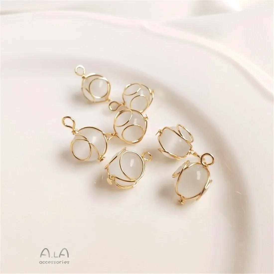 14 К позолоченная медная проволока опал бусина кулон ювелирные изделия ручной