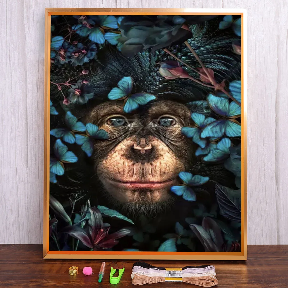 

Flower Animal Cat Tiger Lion Fox Pre-Printed 11CT Cross-Stitch Kit DIY Embroidery DMC Threads Handmade Knitting Wholesale