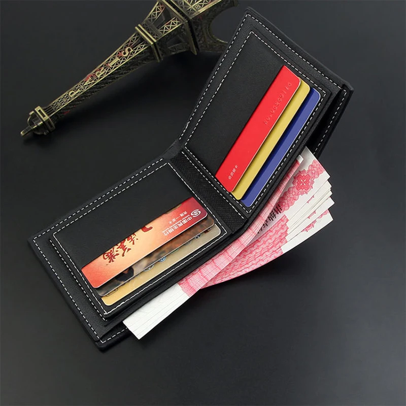 Short Men Wallets Slim Classic Coin Pocket Photo Holder Small Male Wallet Business Quality Card Holder Frosted Leather Men Purse