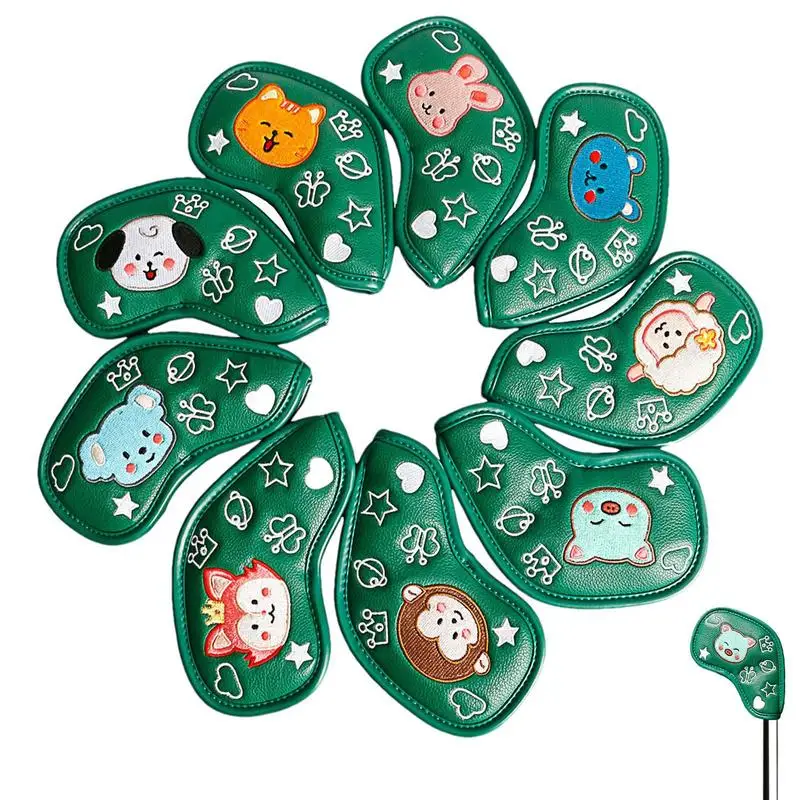 

Golf Club Covers Set 9pcs Iron Headcovers With Numbers And Cartoon Patterns PU Golf Club Covers For Golfers And Golf Enthusiast
