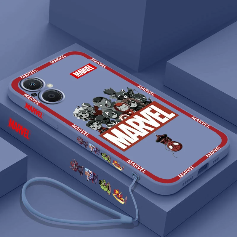 

Marvel SpiderMan Iron Man Logo Phone Case For OPPO Find X5 X3 X2 Lite Pro Neo A5 A53 A94 4G 5G Liquid Left Rope Soft Cover