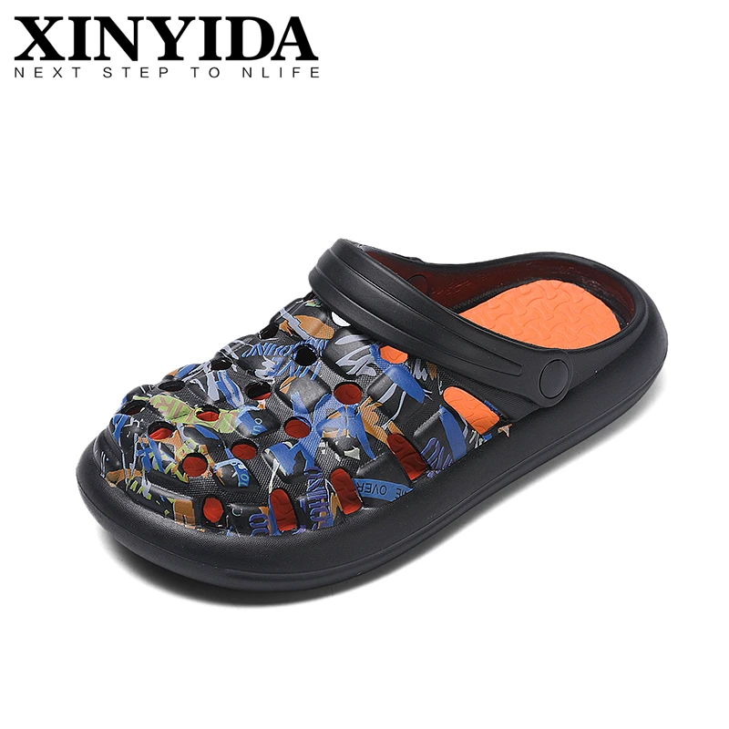 

Сандалии мужские для сада и пляжа, дышащие пляжные шлепанцы, без застежки, легкие мягкие, большие размеры 38-45, на лето