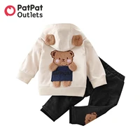 patpat sweatshirts 2pcs baby boy cothes cartoon 95 cotton bear pattern long sleeve hoodie and trousers set
