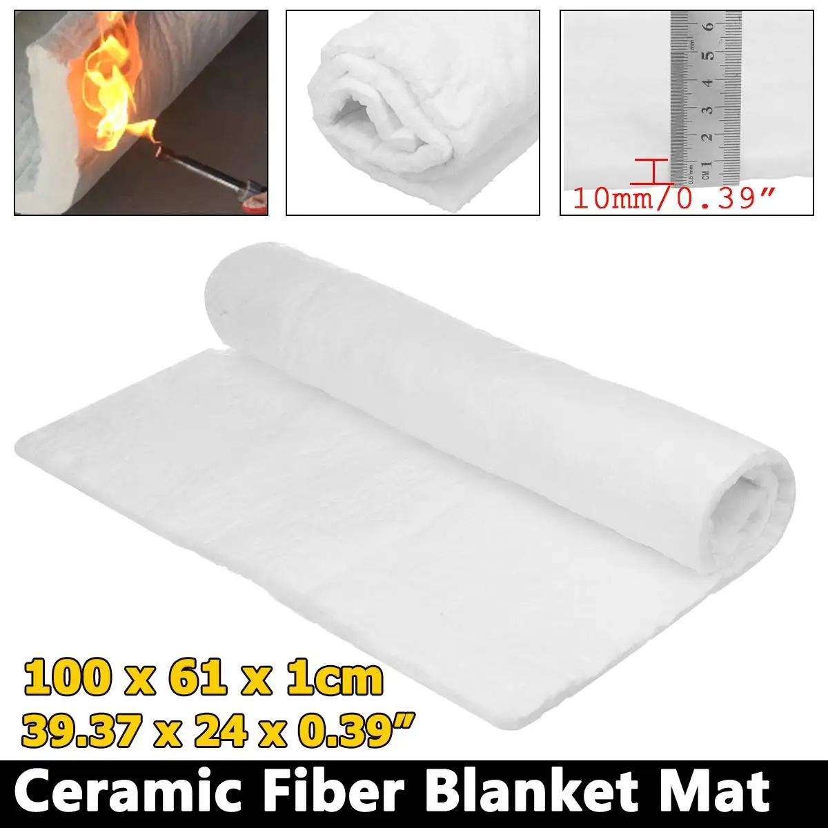 Теплоизоляционный коврик, 61x100 см, 10 мм, из алюминия, силиката, хлопка, для глушителя