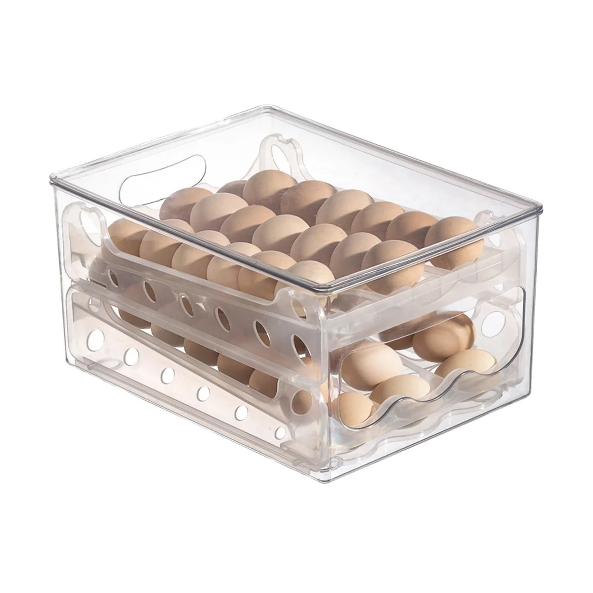 

36 Grid Egg Container , 2 Layer Sliding Egg Storage Box for Fridge, Clear Plastic Refrigerator Egg Organizer Bin