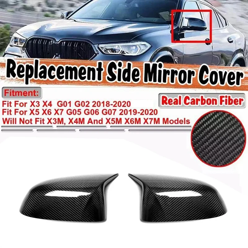 

Carbon Fiber Rearview Side Mirror Cover for BMW- X3 G01 X4 G02 X5 G05 Side Door Rearview Cover Caps 2018 2019 2020+ ABS