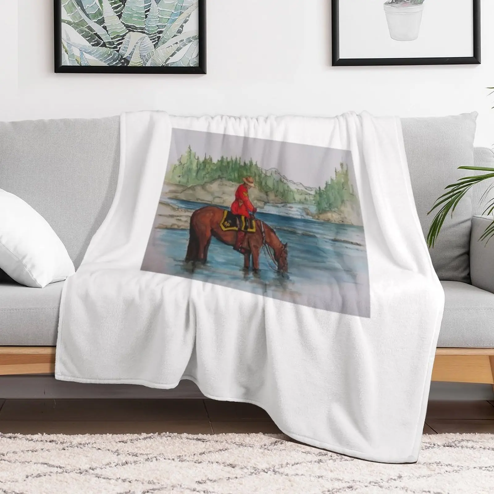 РМП. в красном сергере на одеяле Horseback