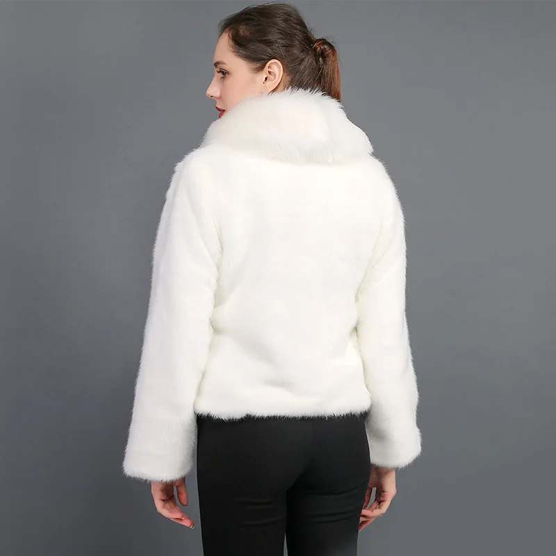 Women's Fur Jacket Winter Imitated Mink Fur Short Coat Women's Imitation Fur Fox Fur Collar Rabbit Fur Short Coat Faux Fur Coat