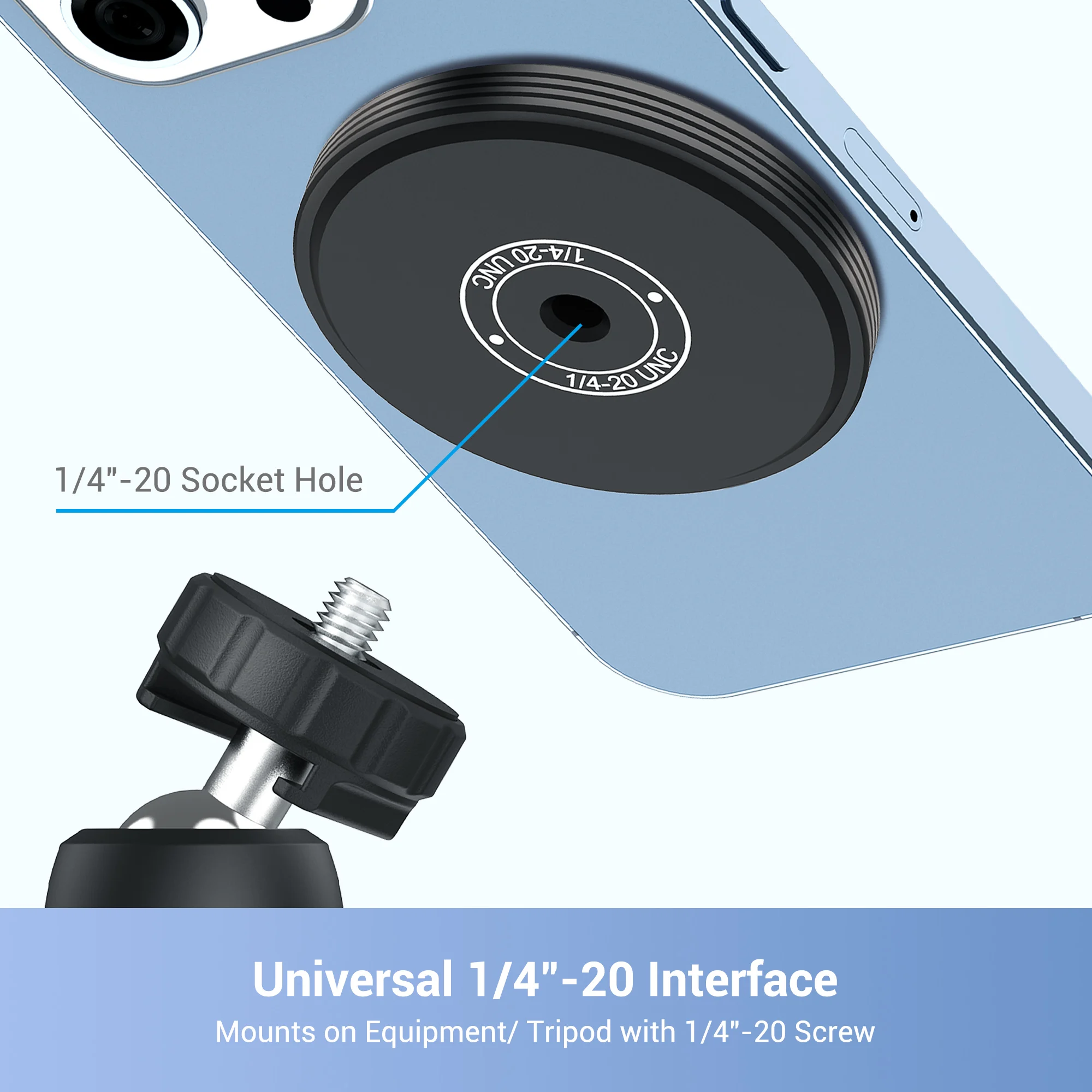 JJC 1/4 Magsafe screw Magnetic Mount Holder for iPhone 14 Pro Max/12 13 Pro Max 4.4 Lbs Suction Magnet Stand selfie Tripod Mount